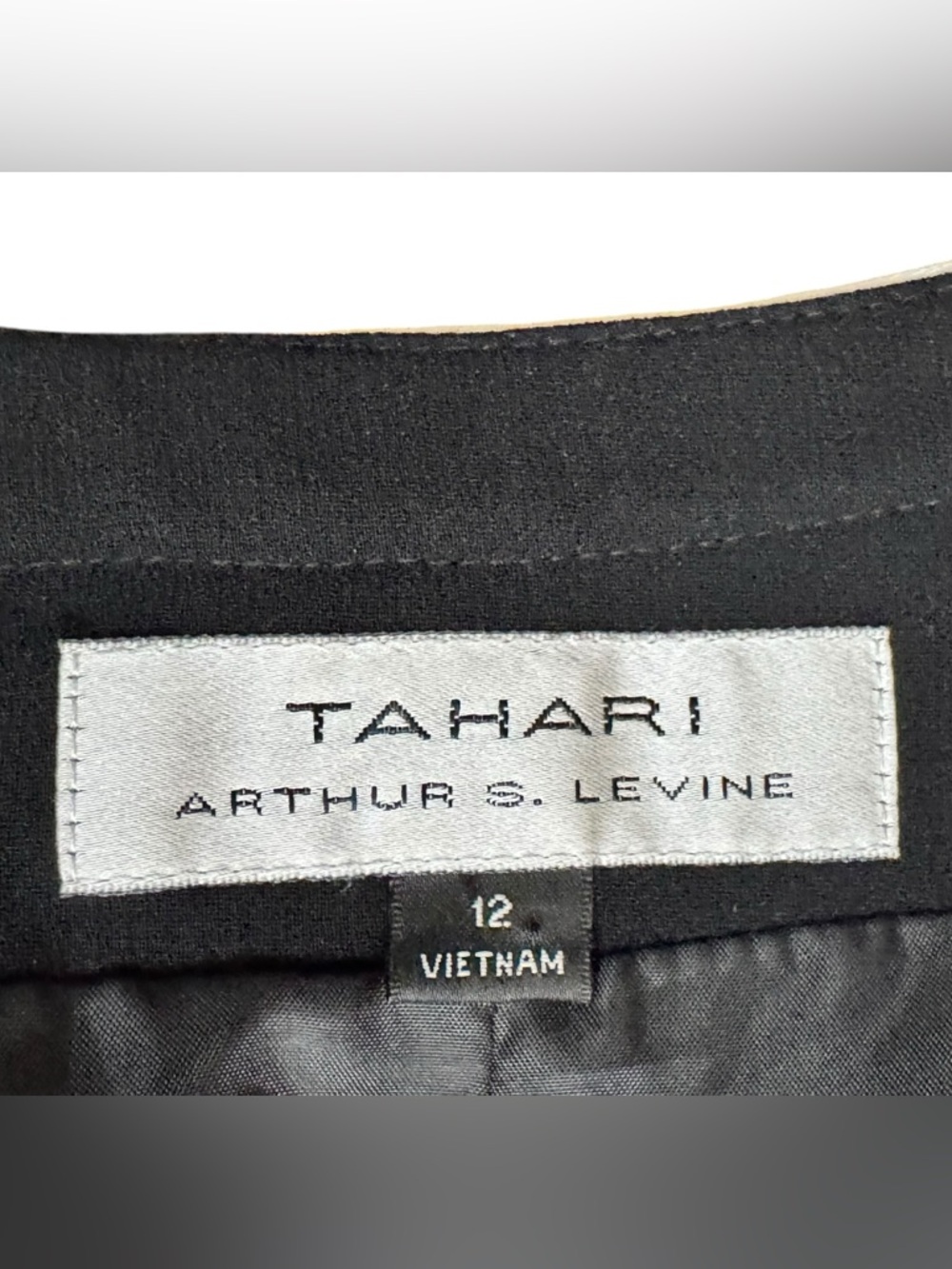 Tahari Arthur S Levine Tailored Open Front Black & White Blazer, 12 - Picture 8 of 9